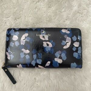 Kate Spade blue floral zip wallet